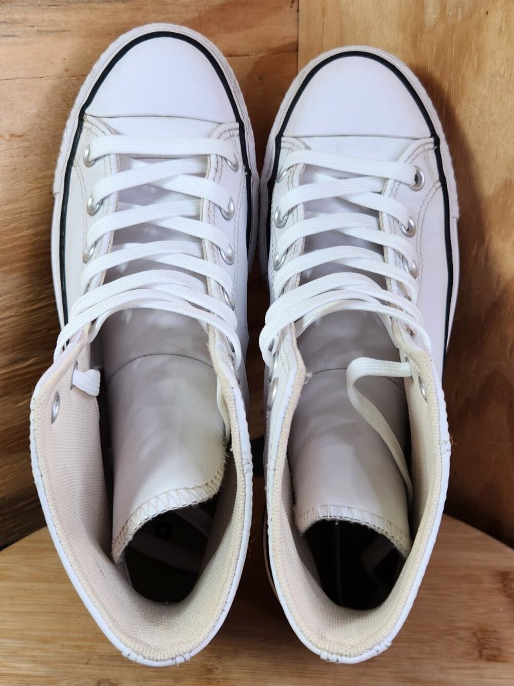 Converse Chuck Taylor All Star Womens White Leather Lift Platform Shoes Size 8 - Picture 10 of 12